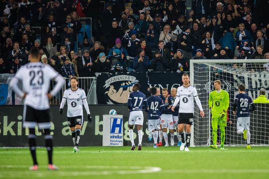 Mikkel Maigaard Jakobsen of Strømsgodset celebrates