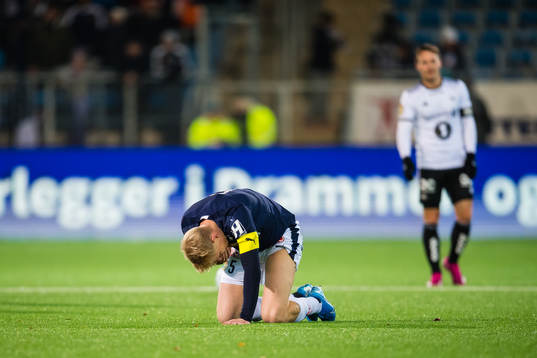 Jakob Glesnes of Strømsgodset in pain