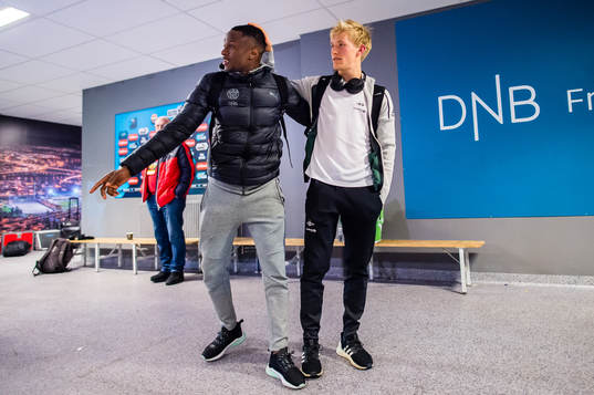 Muhamed Maudo Keita of Strømsgodset and Birger Solberg
