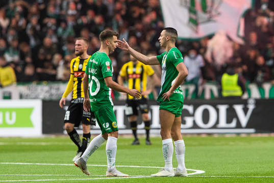 Häckens Hammarbys Alexander Kacaniklic och Nikola Djurdjic