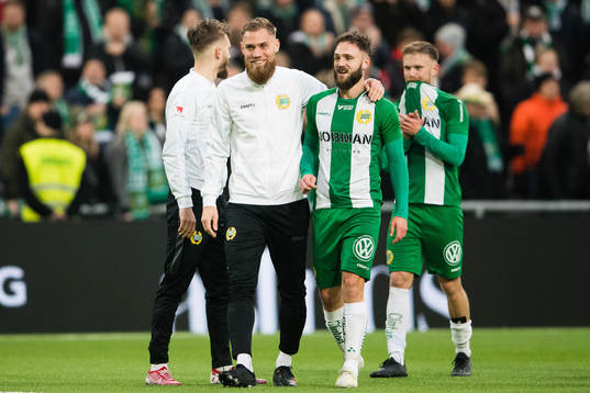 Hammarbys David Fällman och Mats Solheim jublar