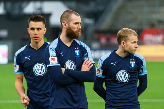 Malmö FFs Jonas Knudsen, Jo Inge Berget och Oscar Lewicki