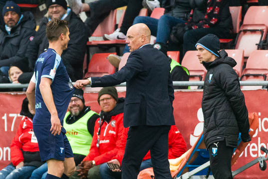 Malmö FFs Markus Rosenberg jublar med tränare Uwe Rösler