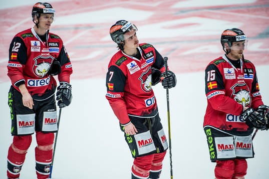 Malmö Redhawks Lars Bryggman, Marcus Björk och Axel