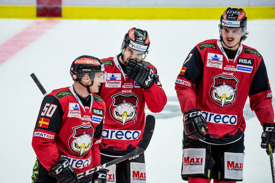 Malmö Redhawks Tobias Ekberg, Matias Myttynen och Marcus