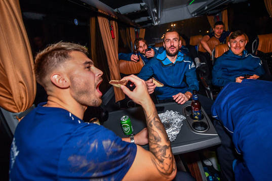Djurgårdens Astrit Ajdarevic och Emir Kujovic jublar på