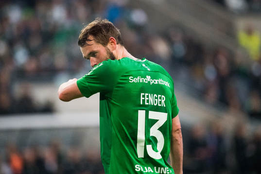 Hammarbys Mads Fenger Nielsen deppar fotbollsmatchen i