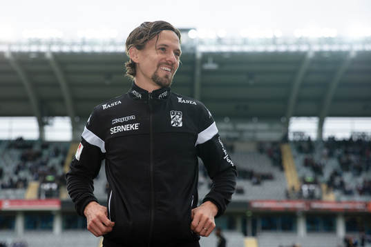 IFK Göteborgs Lasse Vibe innan fotbollsmatchen i