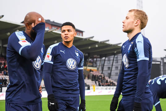 Malmö FFs Romain Gall och Oscar Lewicki deppar