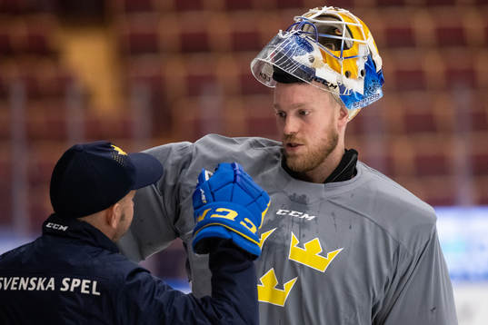 Goaltender Adam Reideborn of Sweden