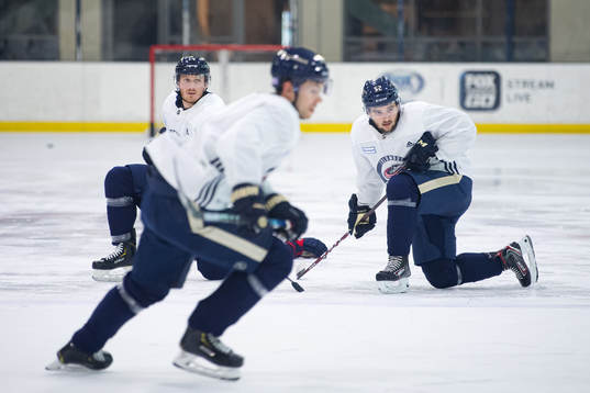 Gustav Nyquist and Emil Bemström of Columbus Blue Jackets