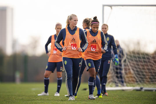 Stina Blackstenius and Madelen Janogy of the Swedish
