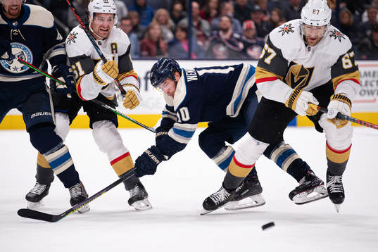 Columbus Alexander Wennberg in action against Vegas Mark