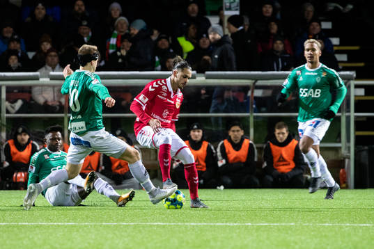 Kalmars Alexander Jakobsen och Brages Bjarni Mark Antonsson