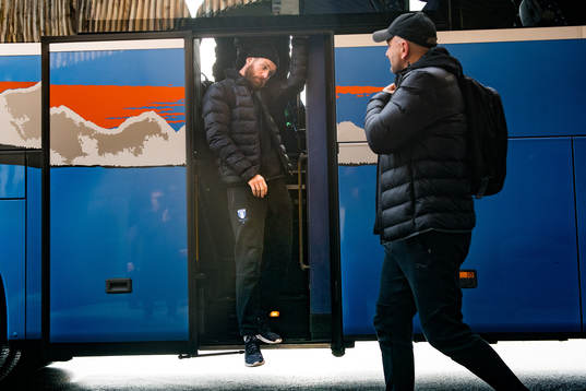 Jo Inge Berget of Malmö FF arrives at their hotel