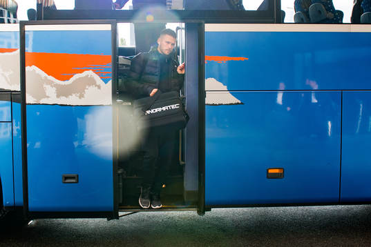 Arnor Traustason of Malmö FF arrives at their hotel