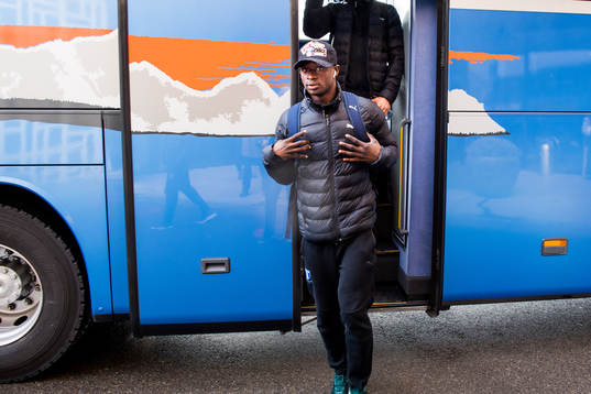 Bonke Innocent of Malmö FF arrives at their hotel