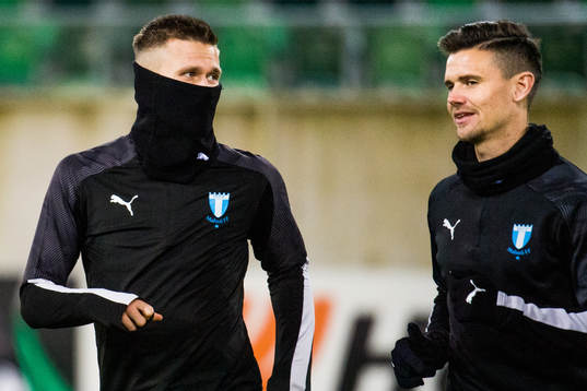 Arnor Traustason and Marcus Antonsson of Malmö FF