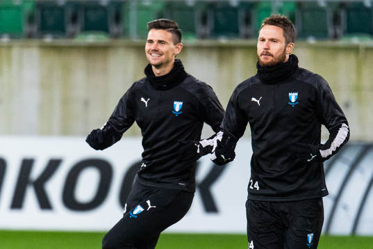 Marcus Antonsson and Lasse Nielsen of Malmö FF
