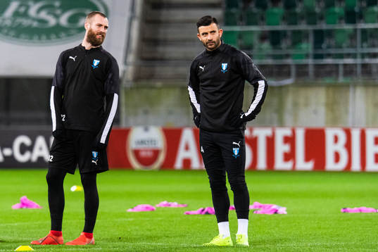 Jo Inge Berget and Behrang Safari of Malmö FF