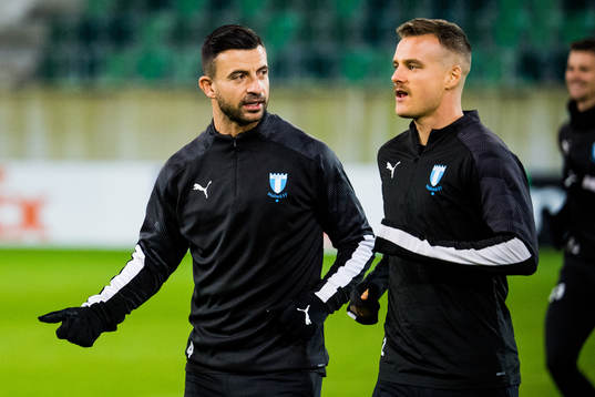 Behrang Safari and Eric Larsson of Malmö FF