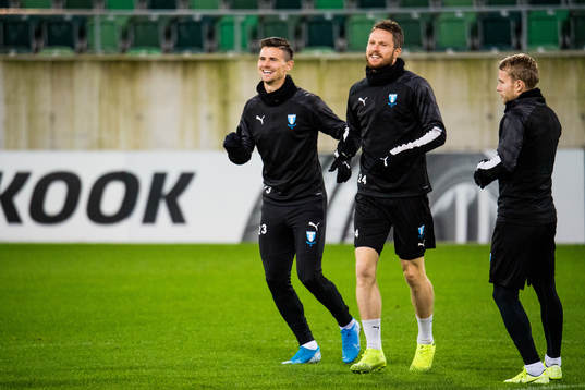 Marcus Antonsson and Lasse Nielsen of Malmö FF