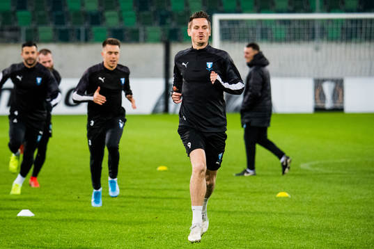 Markus Rosenberg and Jonas Knudsen of Malmö FF