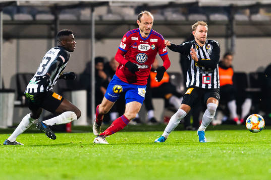 Landskronas Patrick Nwadike och Jonathan Asp