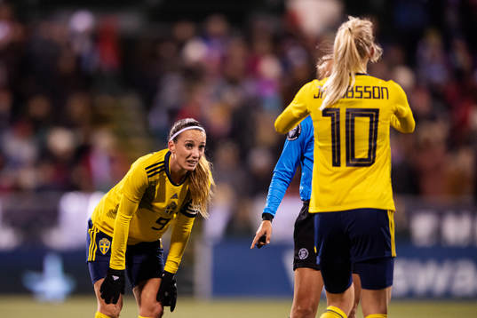 Kosovare Asllani of Sweden looks dejected