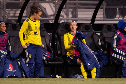 Julia Zigiotti Olme and Kosovare Asllani of Sweden