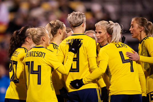 Players of Sweden celebrate the 3-1 goal