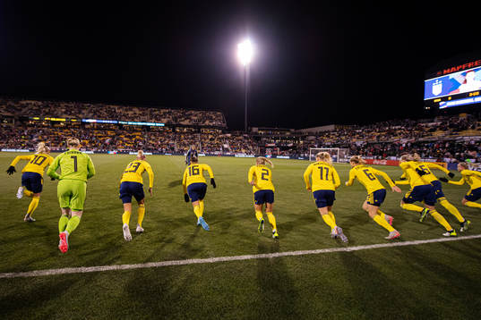 Players of Sweden warm up prior to the international