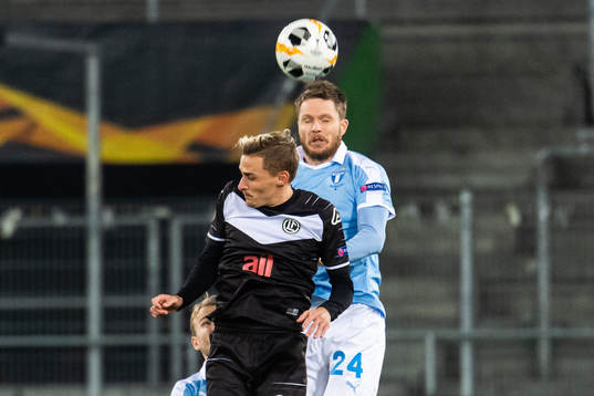 Mattia Bottani of Lugano and Lasse Nielsen of Malmö FF