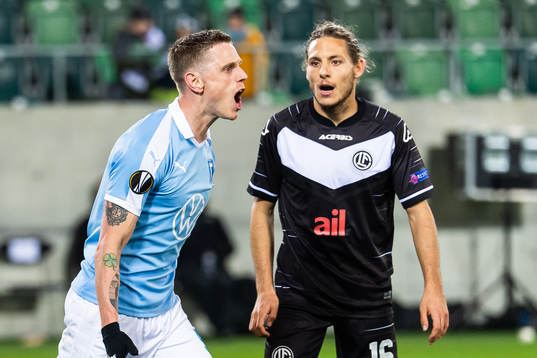 Sören Rieks of Malmö FF reatcs against the referee