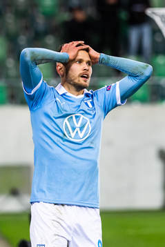 Arnor Traustason of Malmö FF looks dejected