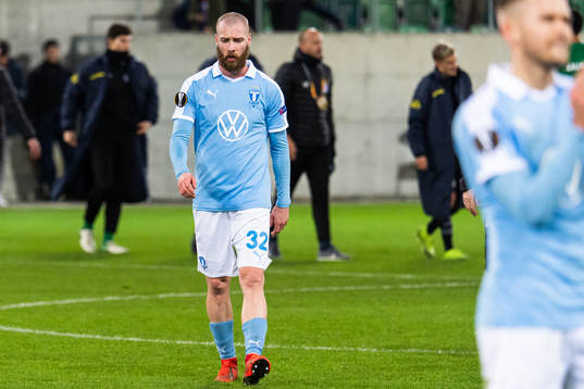 Jo Inge Berget of Malmö FF looks dejected
