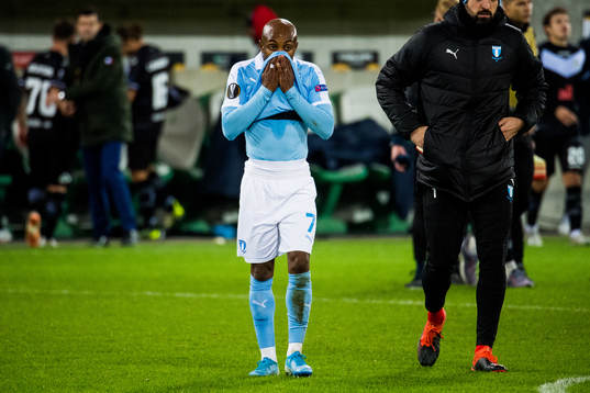 Fouad Bachirou of Malmö FF looks dejected