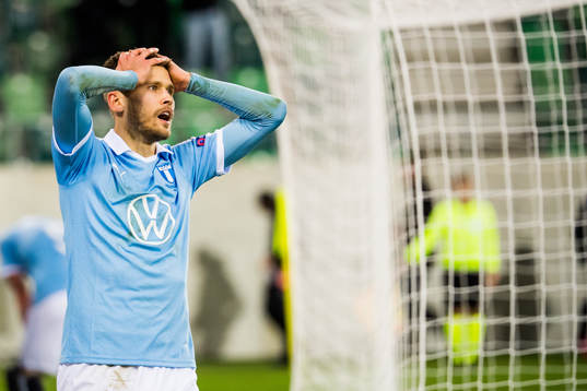 Arnor Traustason of Malmö FF looks dejected