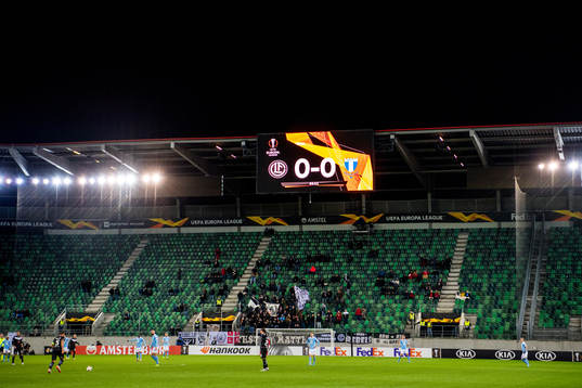 General view of the pitch and bleachers
