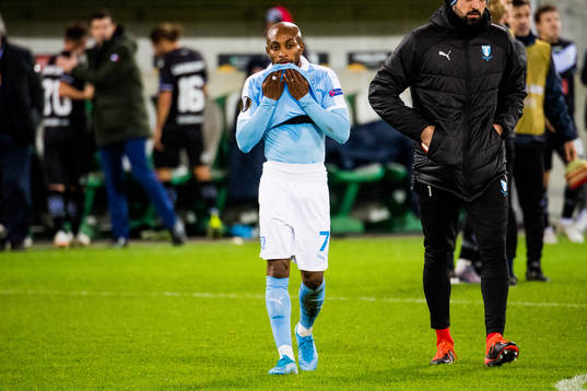 Fouad Bachirou of Malmö FF looks dejected