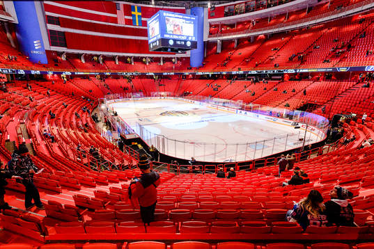 Interior view from Globen arena prior to the NHL regular