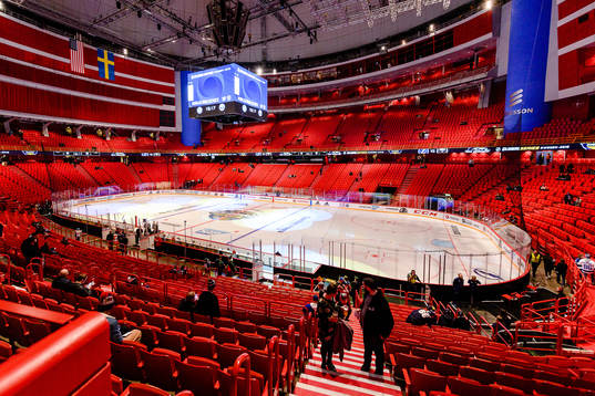 Interior view from Globen arena prior to the NHL regular