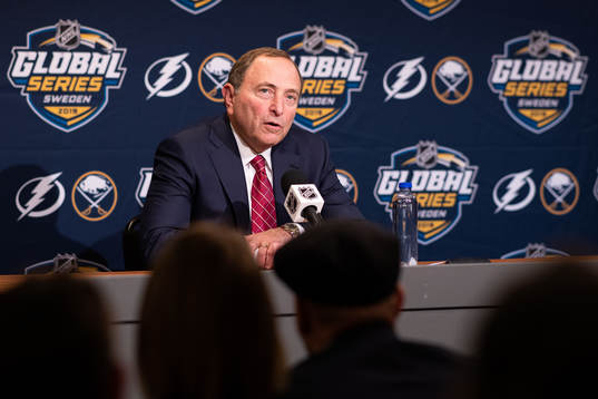 Press conference with NHL Commissioner Gary Bettman prior