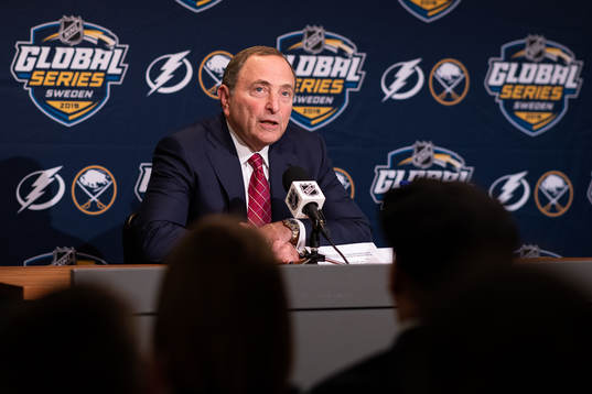 Press conference with NHL Commissioner Gary Bettman prior