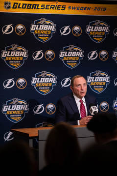 Press conference with NHL Commissioner Gary Bettman prior