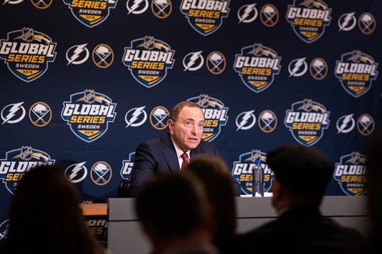 Press conference with NHL Commissioner Gary Bettman prior