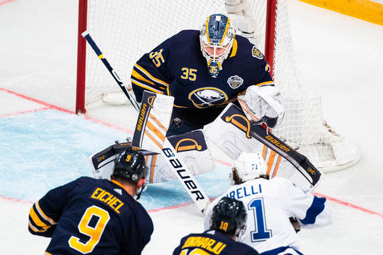 Goalkeeper Linus Ullmark of of Buffalo Sabres