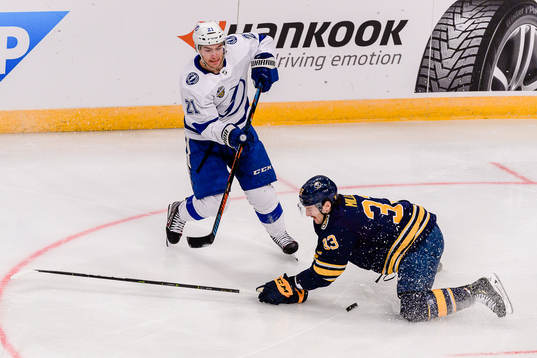 Brayden Point of Tampa Bay Lightning and Colin Miller of