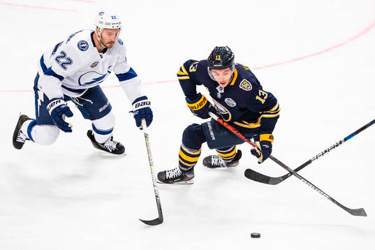 Kevin Shattenkirk of Tampa Bay Lightning and Jimmy Vesey of