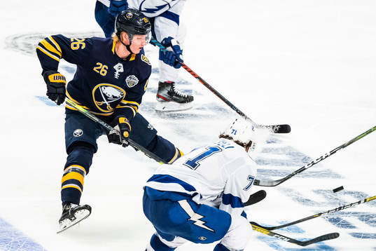 Rasmus Dahlin of Buffalo Sabres in aciton